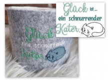 Stickdatei - Spruch "Glück ist eine schnurrende Katze/ein schnurrender Kater."